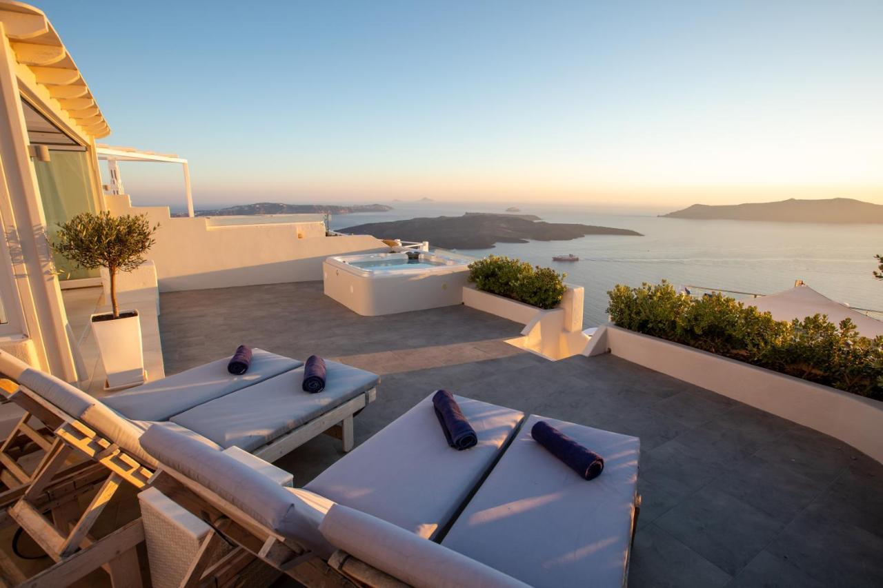 Sunset View Villa Santorini - With Outdoor Jacuzzi Firostefani Exteriér fotografie